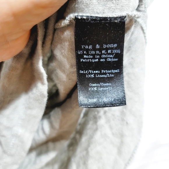 RAG & BONE 100% LINEN SLUB ROLLED CUFF TSHIRT-HEATHERED GREEN, SZ SMALL - Picture 4 of 8